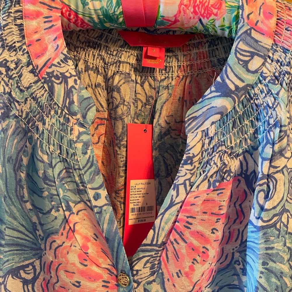 NWT Lilly Pulitzer Button front Elsa  Blue Haven S